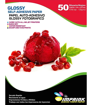 PAPEL ADHESIVO GLOSSY CARTA 50 HOJAS